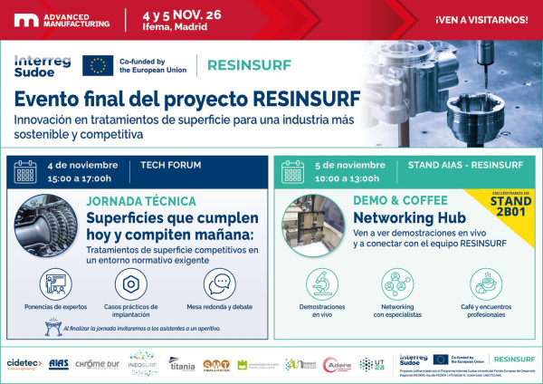 Img Jornada técnica AIAS en Advanced Manufacturing - Superficies que cumplen hoy y compiten mañana: Tratamientos de superficie competitivos en un entorno normativo exigente 8